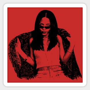 Retro Engrave Aaliyah fur coat Sticker